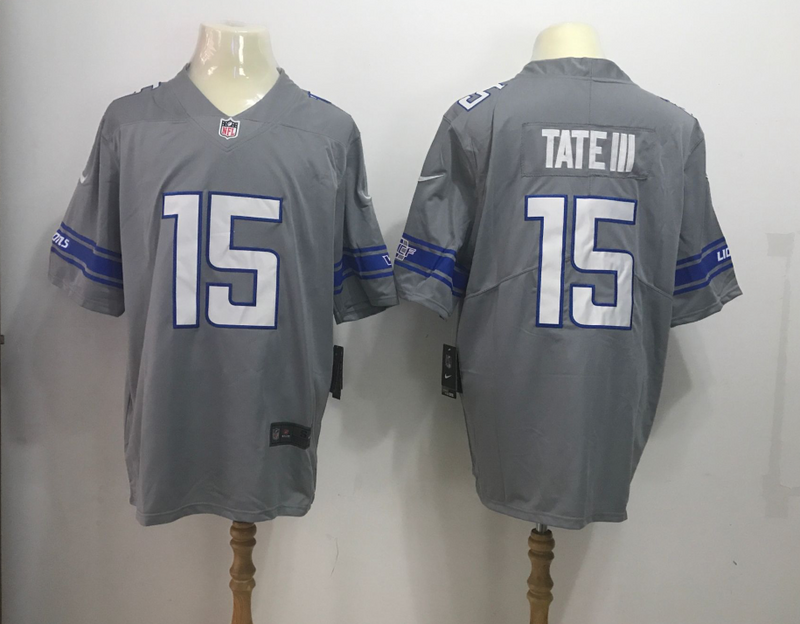 Lions 15 Golden Tate III Gray Color Rush Limited Jersey