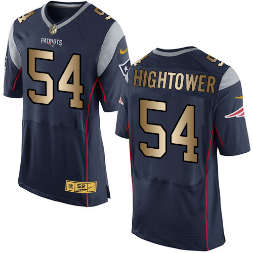 Nike Patriots 54 Dont'a Hightower Navy Gold Elite Jersey