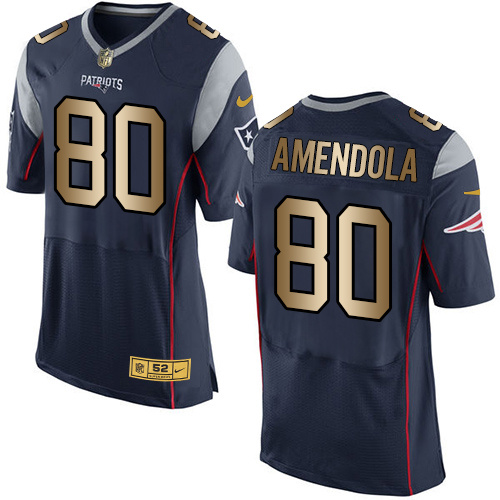 Nike Patriots 80 Danny Amendola Navy Gold Elite Jersey