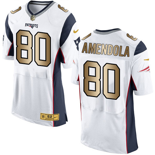 Nike Patriots 80 Danny Amendola White Gold Elite Jersey