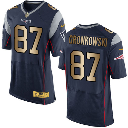 Nike Patriots 87 Rob Gronkowski Navy Gold Elite Jersey