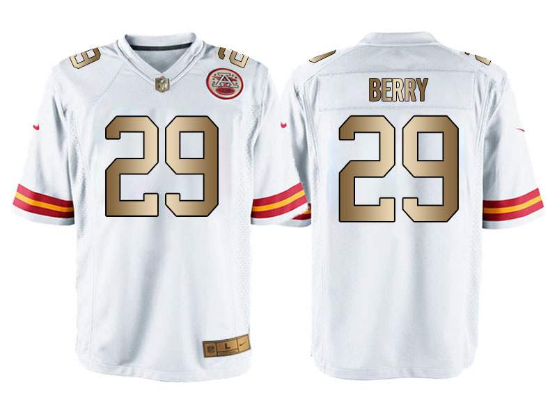 Nike Chiefs 29 Eric Berry White Gold Elite Jersey