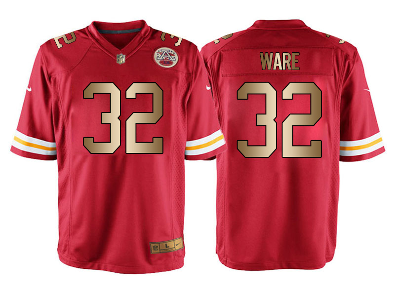 Nike Chiefs 32 Spencer Ware Red Gold Elite Jersey