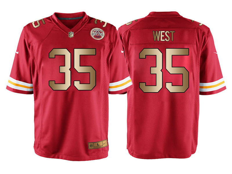 Nike Chiefs 35 Charcandrick West Red Gold Elite Jersey