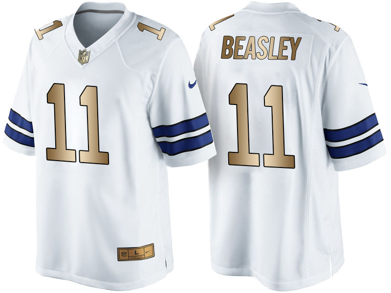 Nike Cowboys 11 Cole Beasley White Gold Elite Jersey
