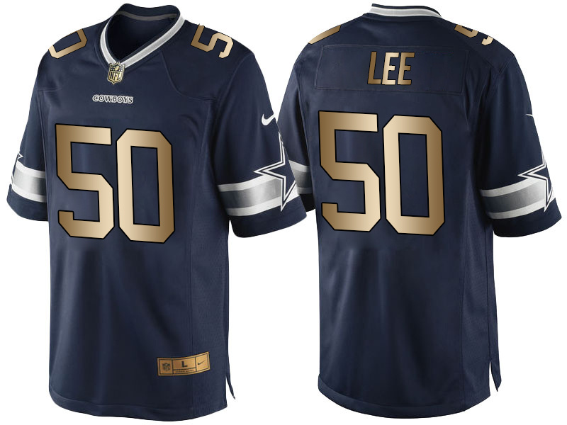 Nike Cowboys 50 Sean Lee Navy Gold Elite Jersey