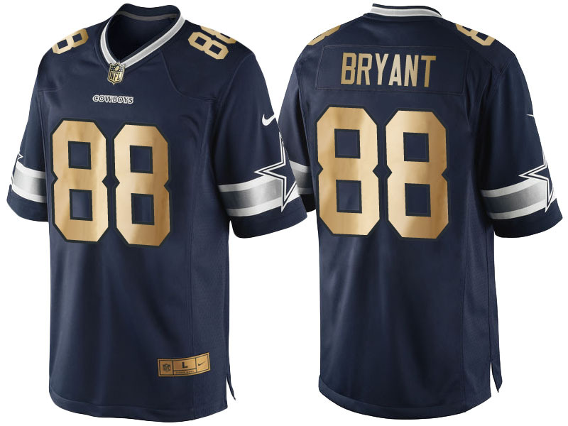 Nike Cowboys 88 Dez Bryant Navy Gold Elite Jersey