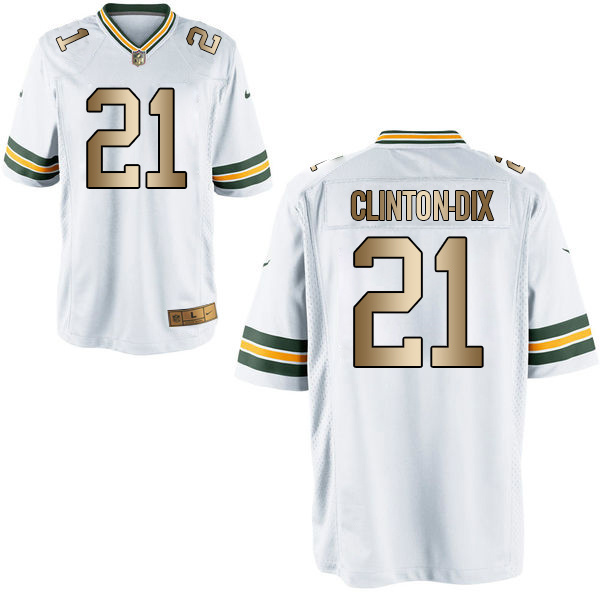 Nike Packers 21 Ha Ha Clinton Dix White Gold Elite Jersey - Click Image to Close