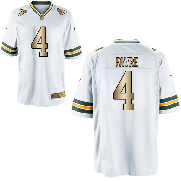 Nike Packers 4 Brett Favre White Gold Elite Jersey - Click Image to Close