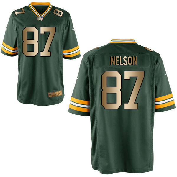 Nike Packers 87 Jordy Nelson Green Gold Elite Jersey
