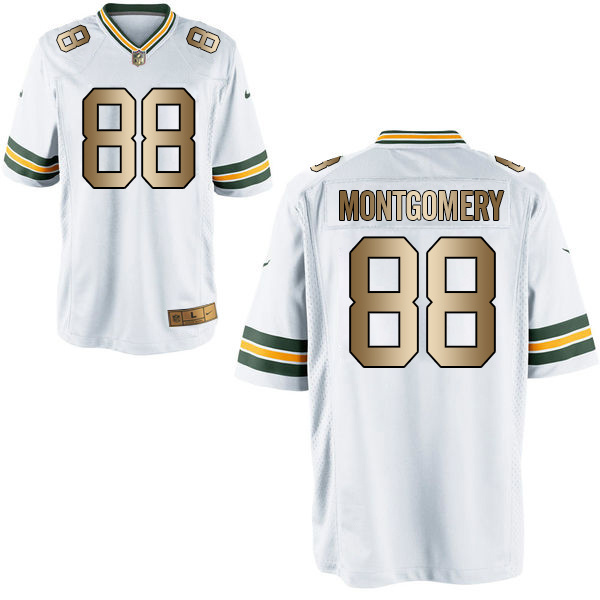 Nike Packers 88 Michael Montgomery White Gold Elite Jersey - Click Image to Close