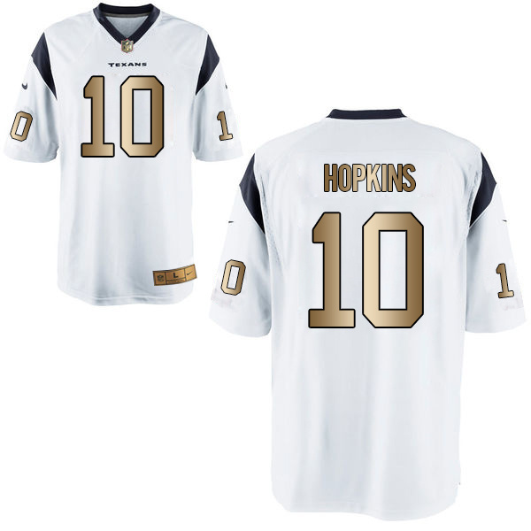 Nike Texans 10 DeAndre Hopkins White Gold Elite Jersey