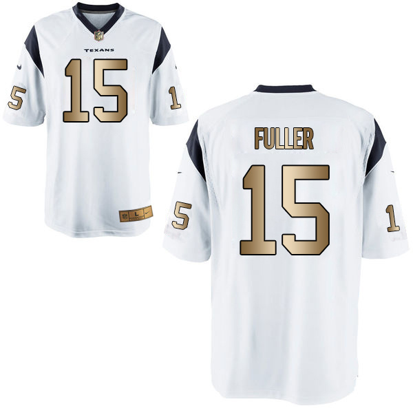 Nike Texans 15 Will Fuller White Gold Elite Jersey - Click Image to Close
