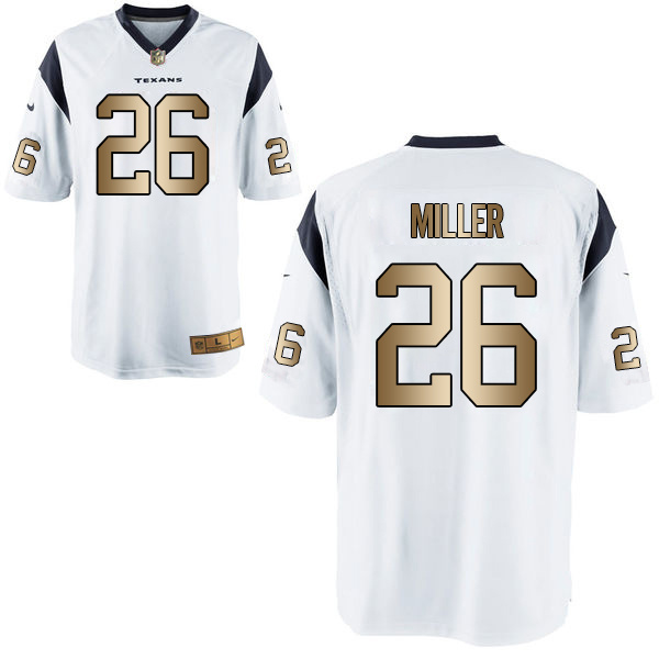 Nike Texans 26 Lamar Miller White Gold Elite Jersey