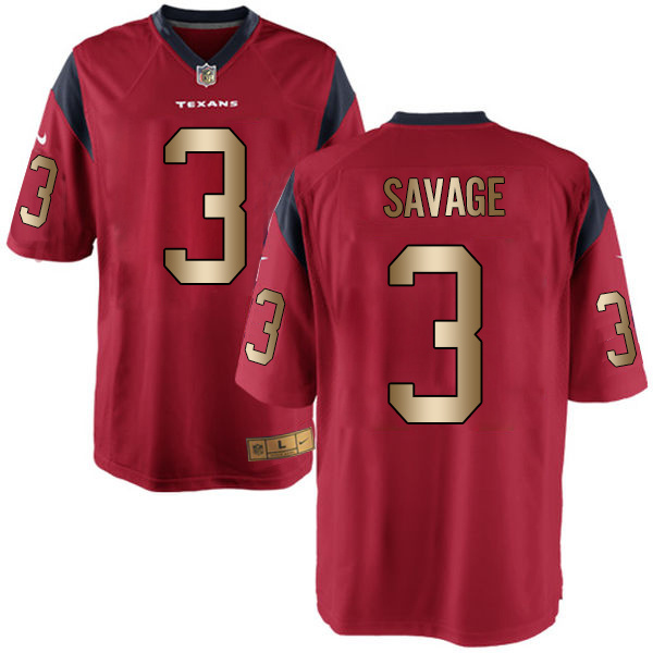 Nike Texans 3 Tom Savage Red Gold Elite Jersey