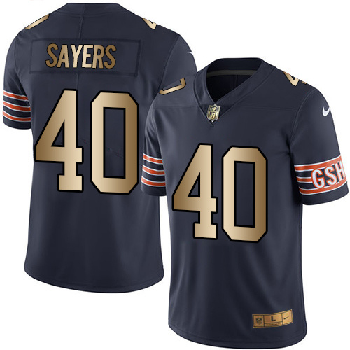 Nike Bears 40 Gale Sayers Navy Gold Youth Color Rush Limited Jersey