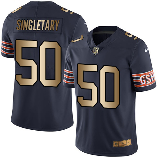 Nike Bears 50 Mike Singletary Navy Gold Youth Color Rush Limited Jersey