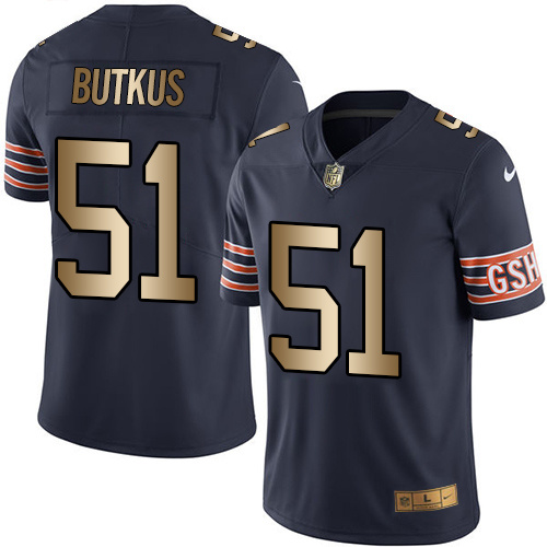 Nike Bears 51 Dick Butkus Navy Gold Youth Color Rush Limited Jersey