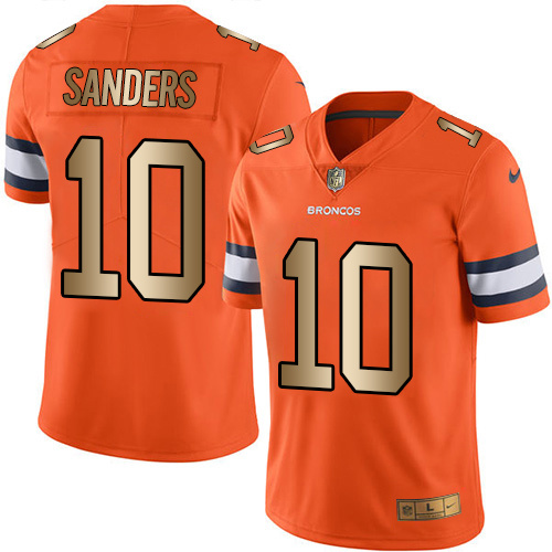 Nike Broncos 10 Emmanuel Sanders Orange Gold Youth Color Rush Limited Jersey