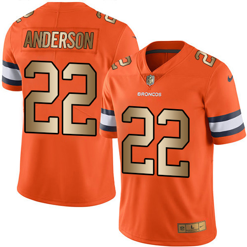 Nike Broncos 22 C.J. Anderson Orange Gold Youth Color Rush Limited Jersey