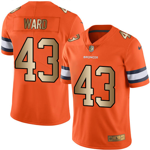 Nike Broncos 43 T.J. Ward Orange Gold Color Rush Limited Jersey - Click Image to Close