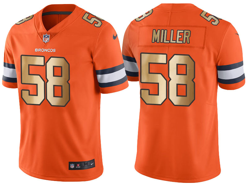 Nike Broncos 58 Von Miller Orange Gold Color Rush Limited Jersey
