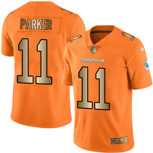 Nike Dolphins 11 DeVante Parker Orange Gold Youth Color Rush Limited Jersey