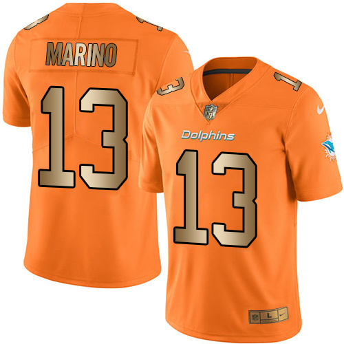 Nike Dolphins 13 Dan Marino Orange Gold Youth Color Rush Limited Jersey
