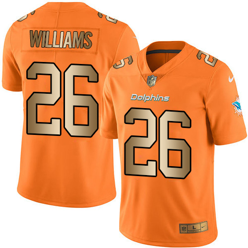 Nike Dolphins 26 Damien Williams Orange Gold Color Rush Limited Jersey