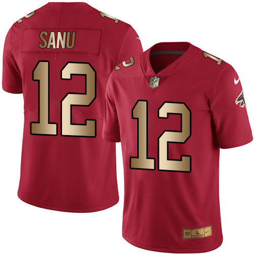 Nike Falcons 12 Mohamed Sanu Red Gold Youth Color Rush Limited Jersey