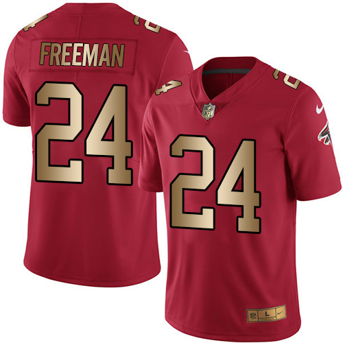 Nike Falcons 24 Devonta Freeman Red Gold Youth Color Rush Limited Jersey