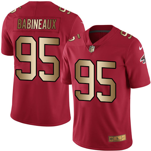 Nike Falcons 95 Jonathan Babineaux Red Gold Youth Color Rush Limited Jersey - Click Image to Close