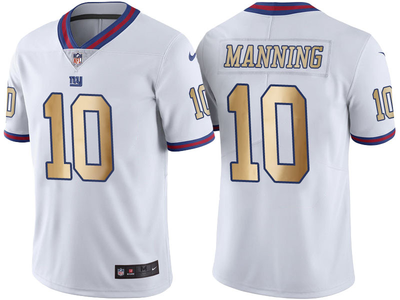 Nike Giants 10 Eli Manning White Gold Youth Color Rush Limited Jersey