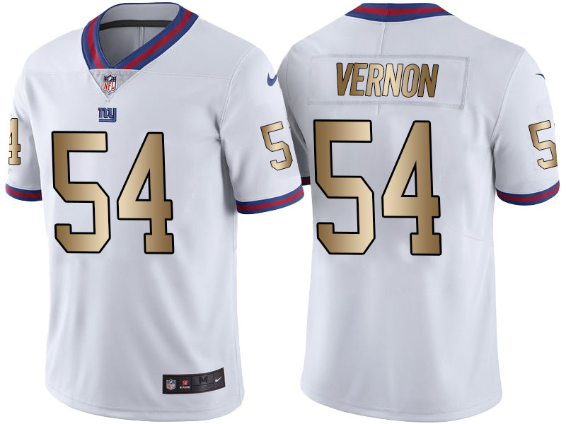 Nike Giants 54 Olivier Vernon White Gold Color Rush Limited Jersey