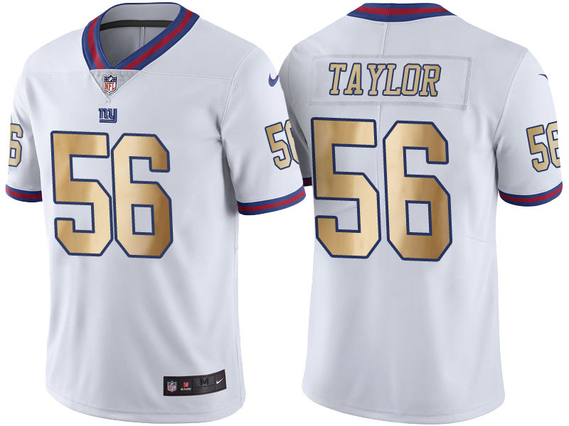 Nike Giants 56 Lawrence Taylor White Gold Youth Color Rush Limited Jersey