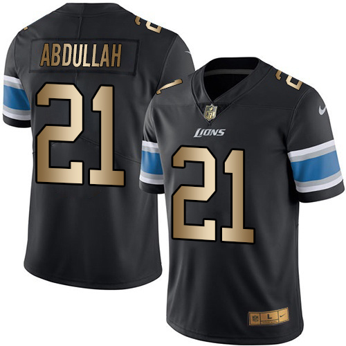 Nike Lions 21 Ameer Abdullah Black Gold Color Rush Limited Jersey