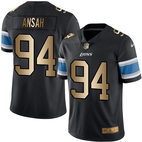Nike Lions 94 Ezekiel Ansah Black Gold Color Rush Limited Jersey