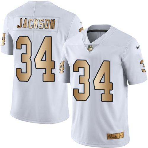 Nike Raiders 34 Bo Jackson White Gold Youth Color Rush Limited Jersey