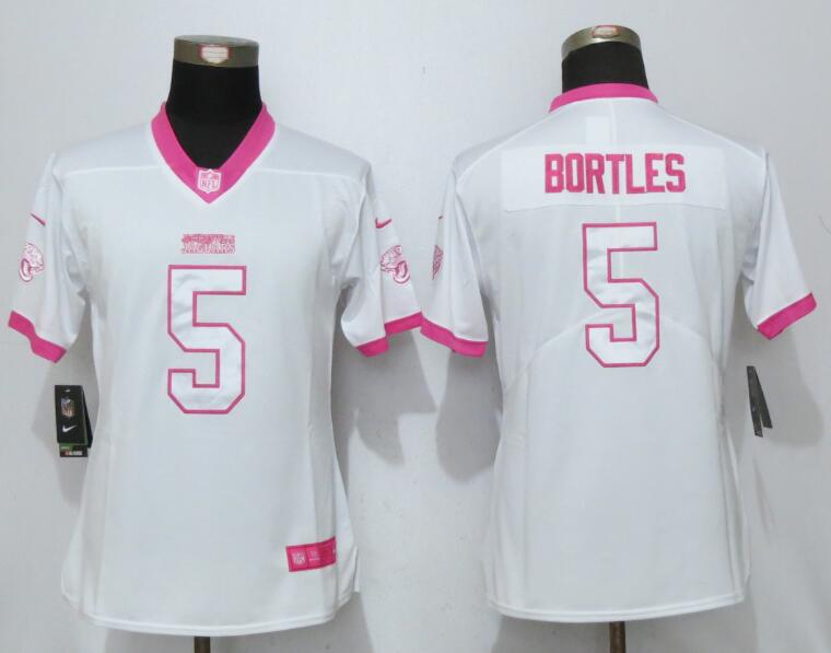 Nike Jaguars 5 Blake Bortles White Pink Women Limited Jersey