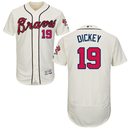 Braves 19 R.A. Dickey Cream Flexbase Jersey