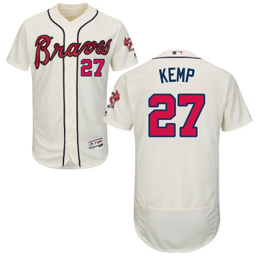 Braves 27 Matt Kemp Cream Flexbase Jersey