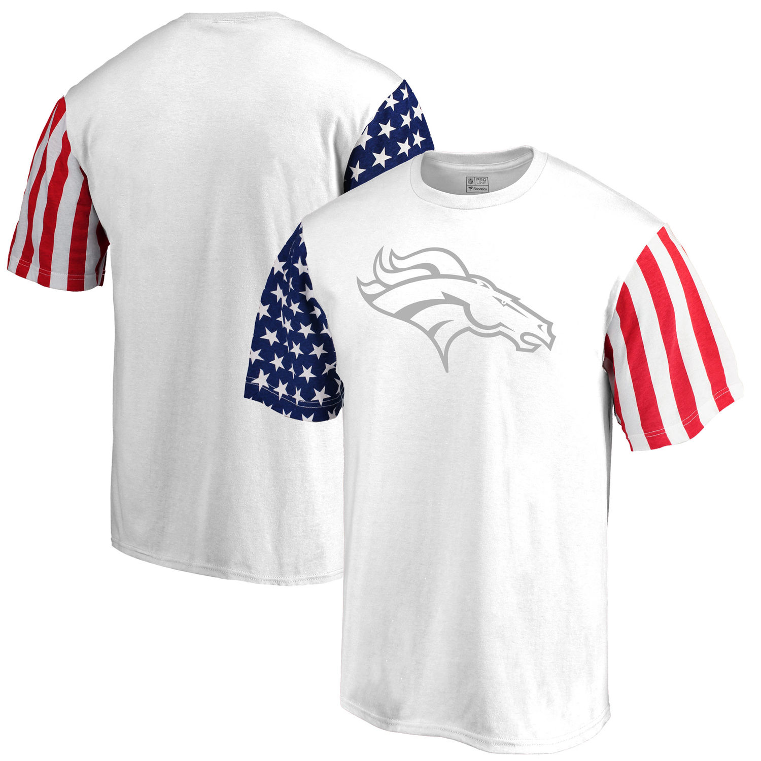 Men's Denver Broncos NFL Pro Line by Fanatics Branded White Stars & Stripes T-Shirt