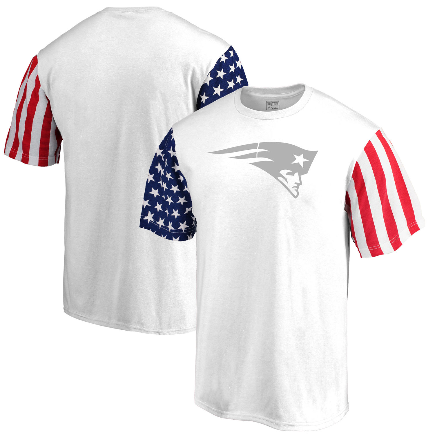 Men's New England Patriots NFL Pro Line by Fanatics Branded White Stars & Stripes T-Shirt