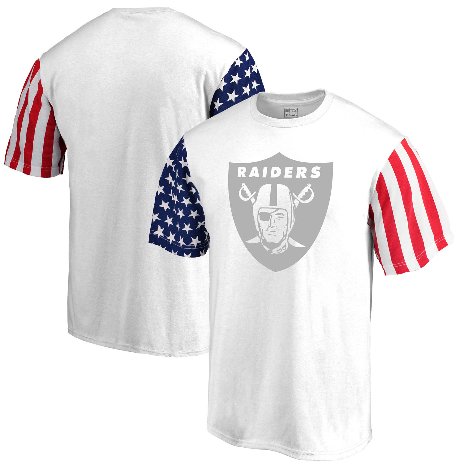 Men's Oakland Raiders NFL Pro Line by Fanatics Branded White Stars & Stripes T-Shirt