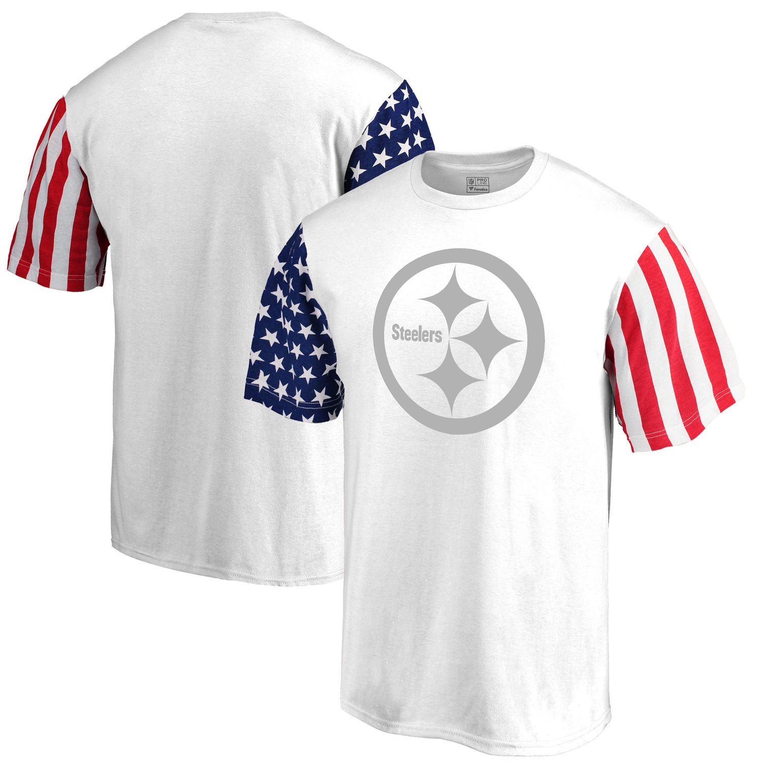 Men's Pittsburgh Steelers NFL Pro Line by Fanatics Branded White Stars & Stripes T-Shirt