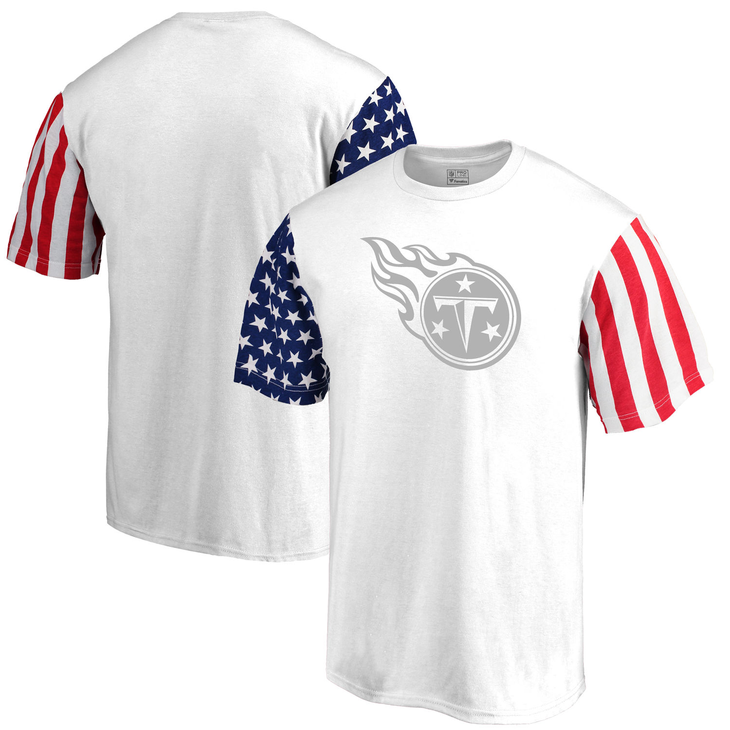 Men's Tennessee Titans NFL Pro Line by Fanatics Branded White Stars & Stripes T-Shirt - Click Image to Close