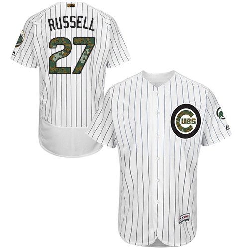 Cubs 27 Addison Russell White 2016 Memorial Day Flexbase Jersey