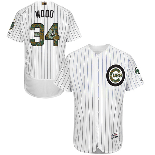 Cubs 34 Kerry Wood White 2016 Memorial Day Flexbase Jersey