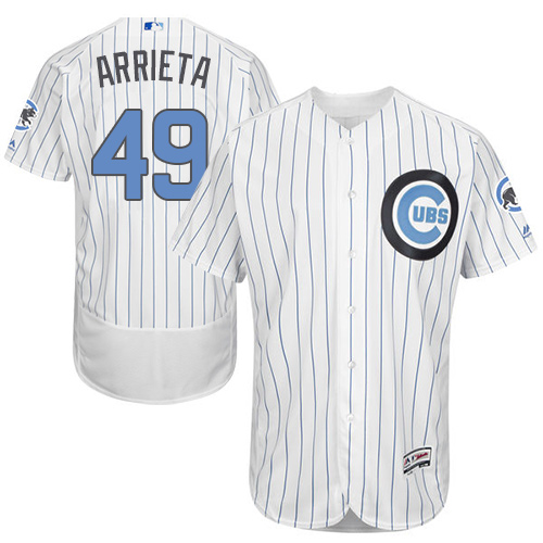 Cubs 49 Jake Arrieta White Father's Day Flexbase Jersey