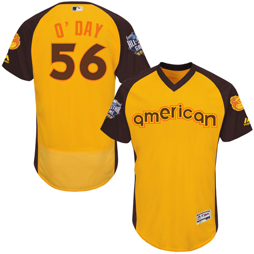 Orioles 56 Darren O'Day Yellow 2016 MLB All Star Game Flexbase Batting Practice Player Jersey